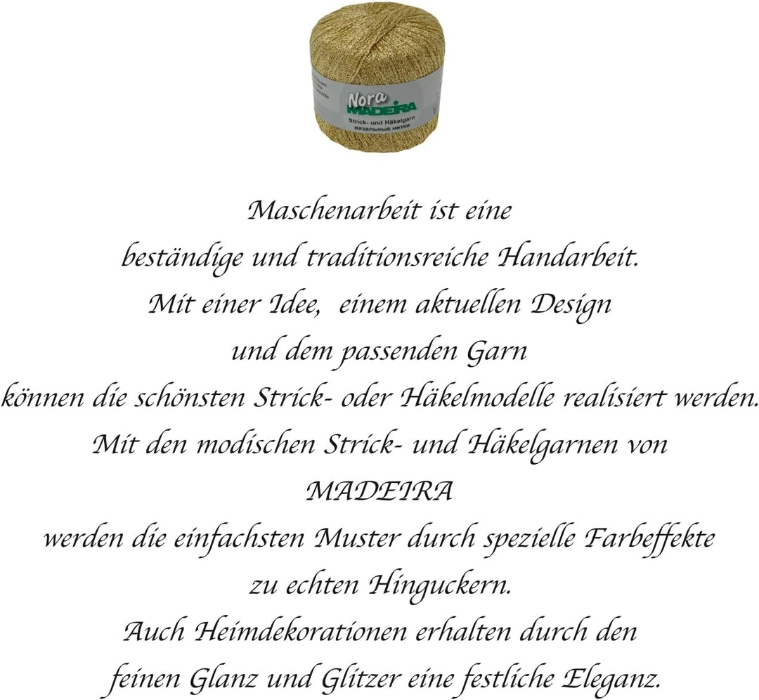 Häkelgarn Glitzergarn Strickgarn metallisiertes Haekelgarn Madeira Nora 5x25g Farbe 324 gold, 324 go