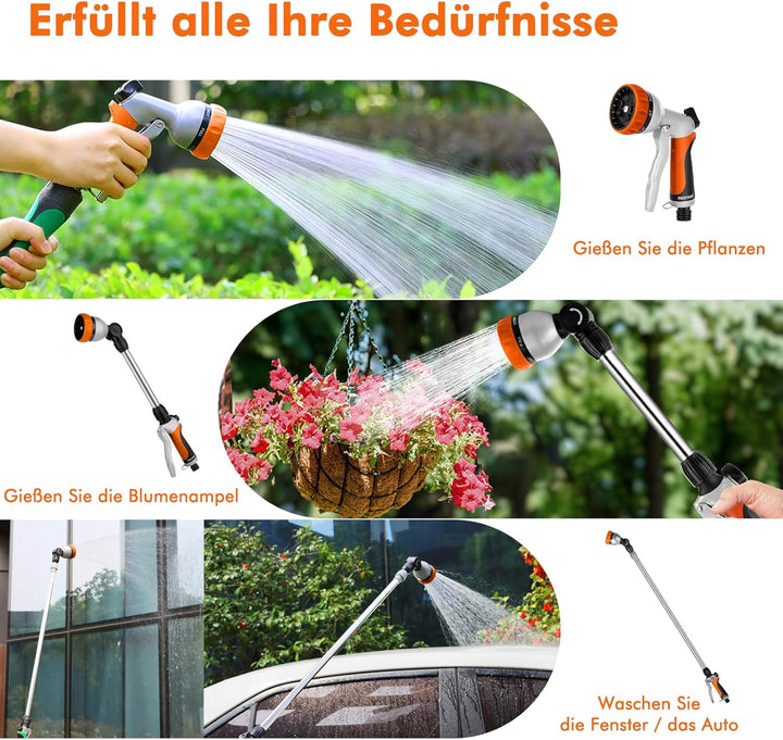 RESTMO Garten Giessstab Metall, 39cm Lang Gartenbrause mit Stiel, 180° schwenkbaren Kopf Stabbrause