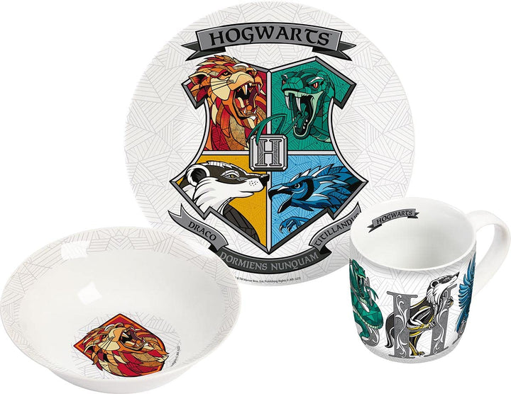 Kindergeschirr HP Hogwarts 3teilig, Porzellan, Geschirrset, Geschirr, Teller, Tasse, Schale, 3-teili