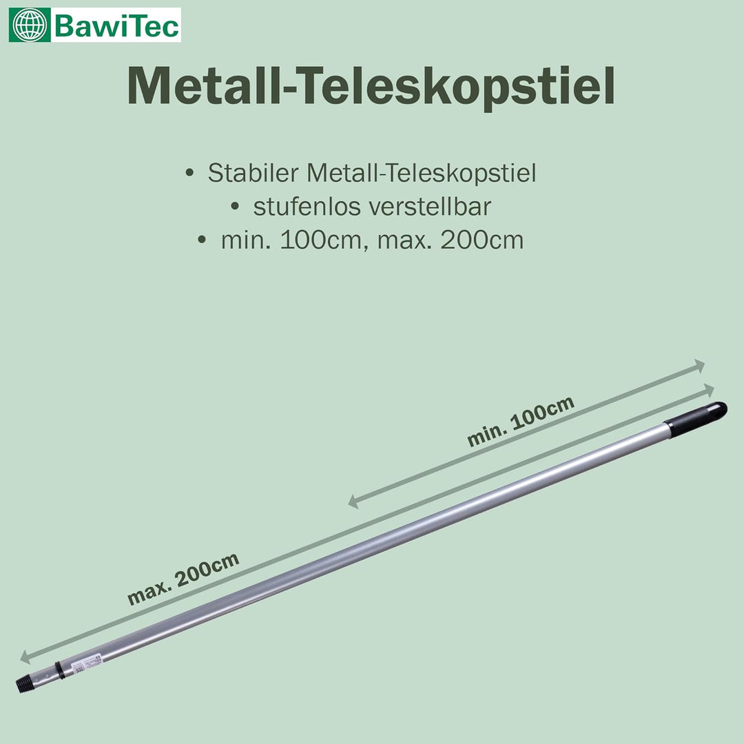BawiTec Qualitäts Rosshaarbesen mit sehr weichen Borsten Zimmerbesen mit Teleskopstiel max. 200cm La