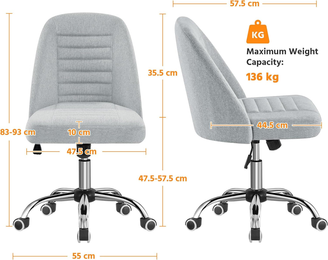 Yaheetech Bürostuhl Schreibtischstuhl Ergonomisch Gepolstert Stoff Drehstuhl mit Rollen Arbeitshocke