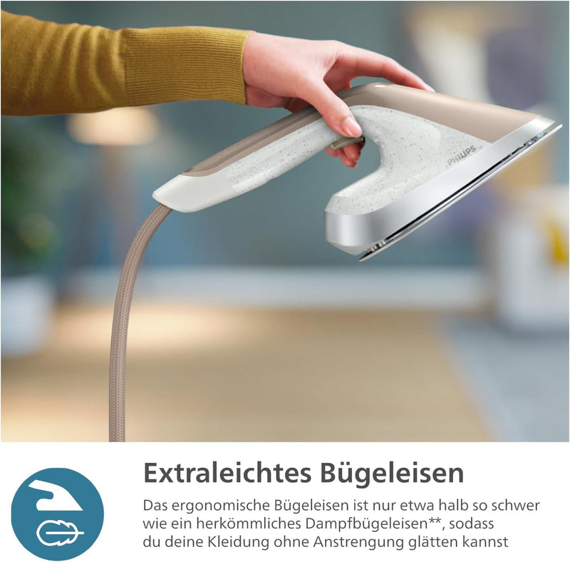 Philips 6000 Series All-in-One-Bügellösung - Einstellbares Bügelbrett, garantiert keine Brandflecken