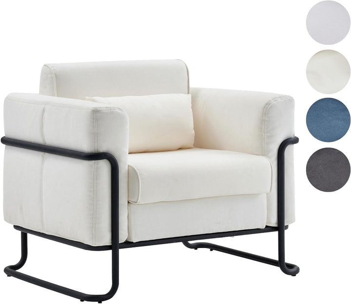 Mingone Sofa Sessel Creme Couch Modern Design TV Sessel Wohnzimmer Einzelsofa Loungesessel Leinen Re