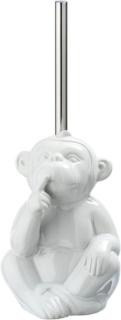 WENKO WC-Garnitur Monkey Quiet, Toilettenbürstenhalter mit Toilettenbürste in Form eines Affen, Kera