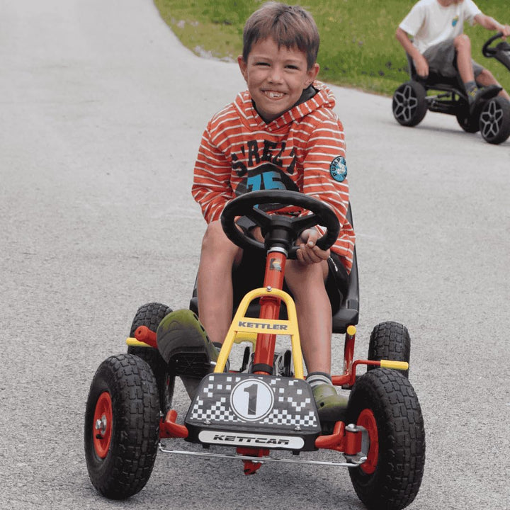 KETTLER Kettcar Retro | Go-Kart | mit Handbremse & Luftbereifung (Rot), Rot