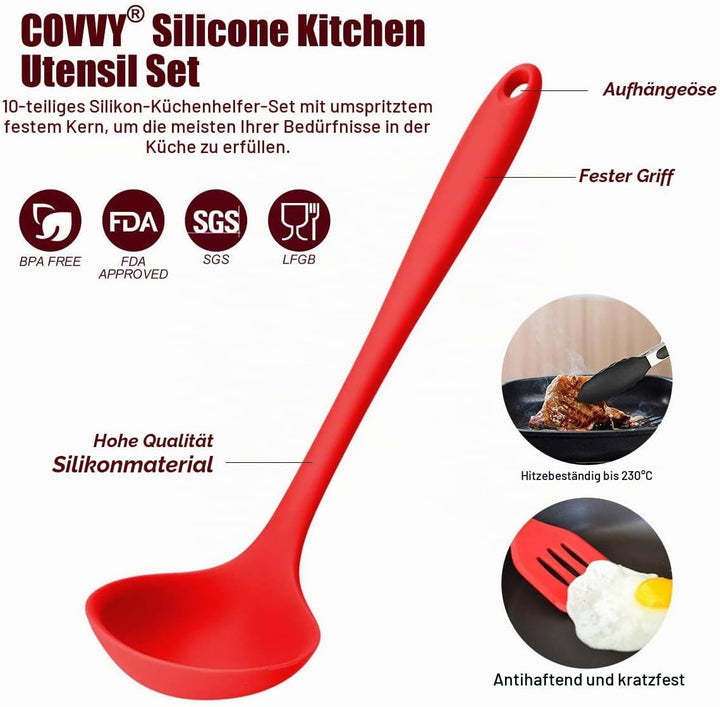 COVVY 10 Stück Silikon Küchenhelfer Set Küchen Backen Set Hitzebeständigkeit bis zu 230°C für Jede K