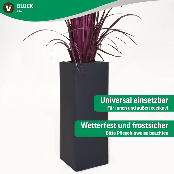 Vivanno Pflanzkübel Blumenkübel Zink Metall Anthrazit Block 100 mit Bewässerungssystem Anthrazit 100