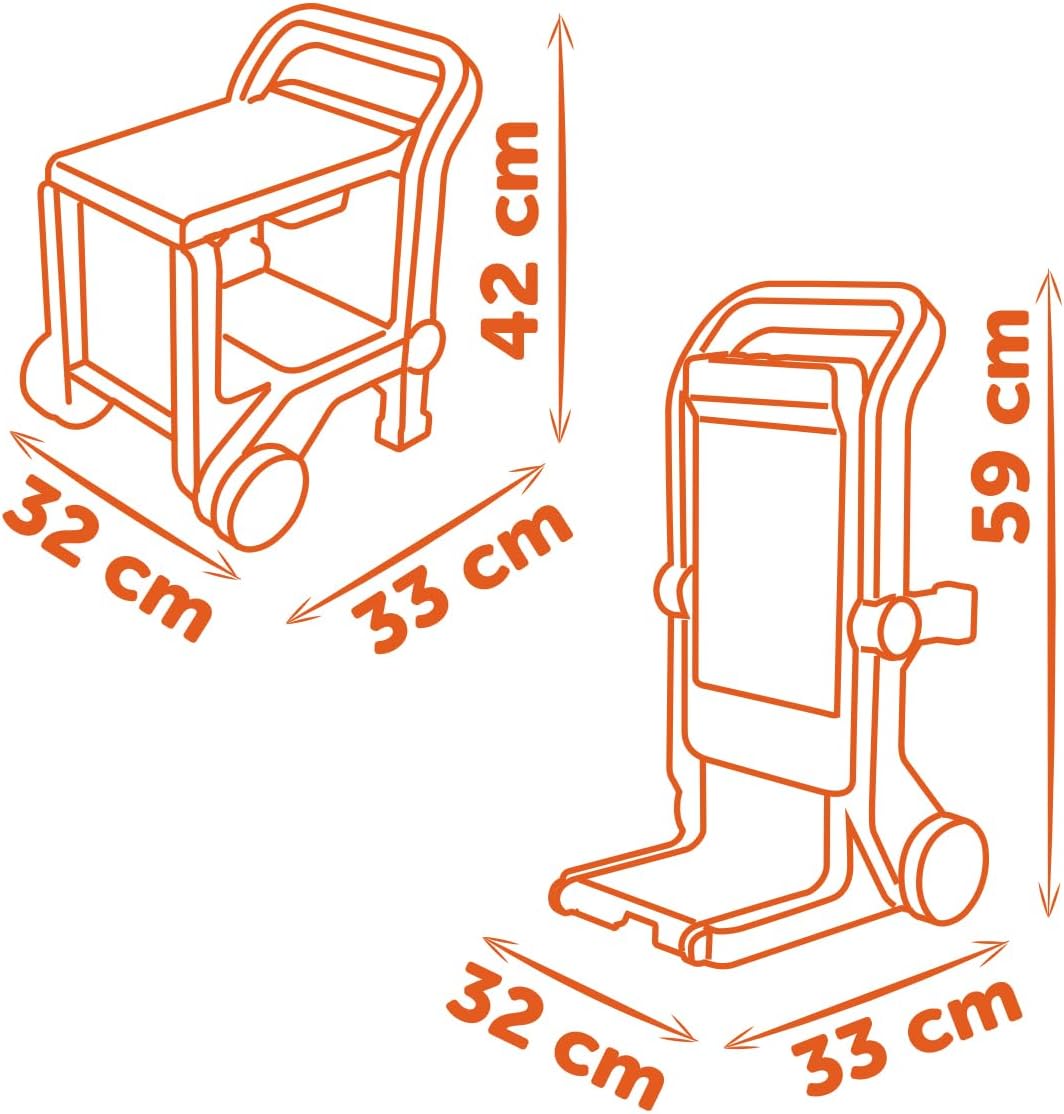 Smoby – Black+Decker Werkbank 3-in-1 - Werkstattwagen, Trolley &amp; Spielwerkbank – 19 Zubehörteile ink