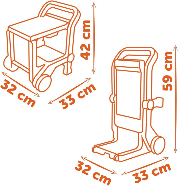 Smoby – Black+Decker Werkbank 3-in-1 - Werkstattwagen, Trolley &amp; Spielwerkbank – 19 Zubehörteile ink