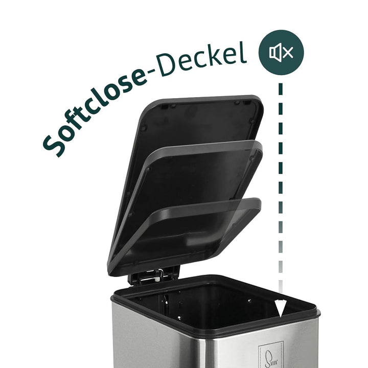 SVITA STM15 Mülleimer Treteimer Tretmülleimer Abfalleimer 15l inkl. Inneneimer Softclose-Deckel Fuss