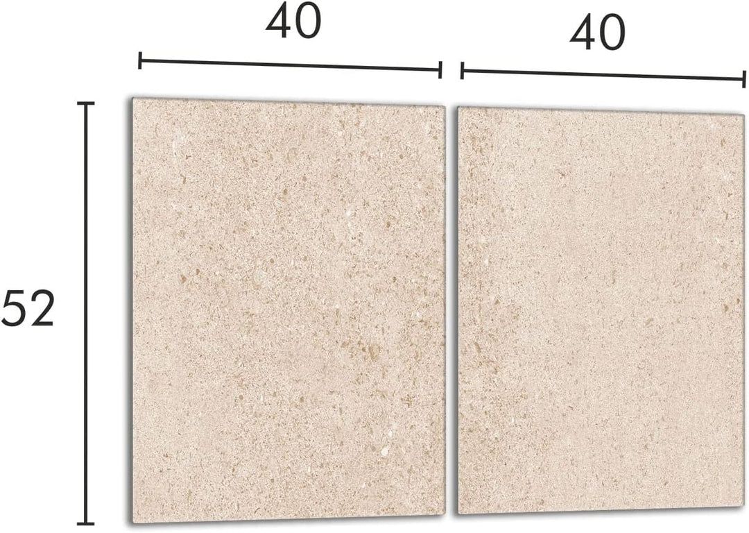 Herdabdeckplatten Set 2x40x52 cm Ceranfeld Abdeckung Glas Spritzschutz Abdeckplatte Glasplatte Herd