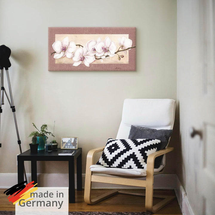 ARTland Wandbild selbstklebende Vinylfolie 100 x 50 cm Botanik Blumen Orchidee Malerei Creme A1TS Or