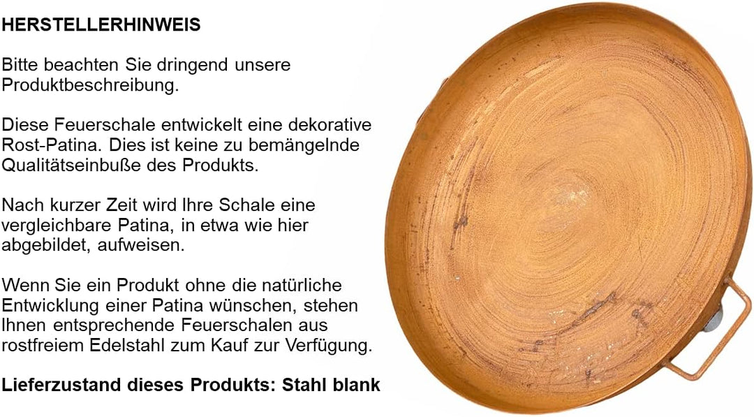 Czaja Klöpperboden Ø 60 cm, Feuerstelle, Feuerschale, Grill für Garten und Terrasse Kohlenstoffstahl