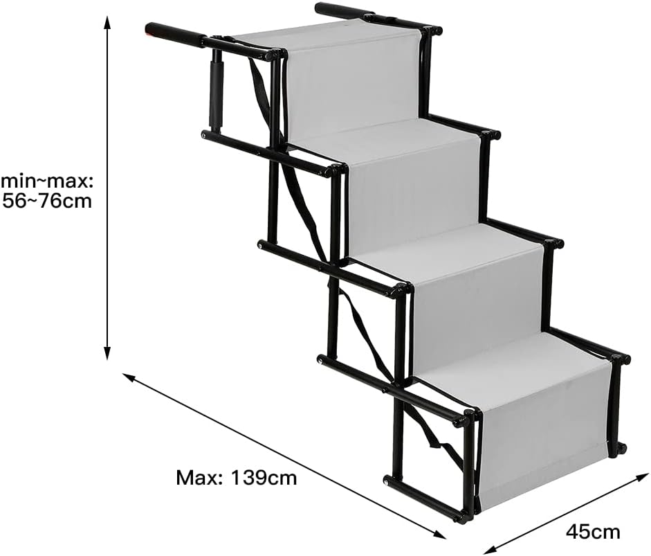 Hundetreppe faltbar, Hundetreppe Auto, Rampe verstellbar, Höhe 56 – 76 cm, für Autos, SUV, LKW, Hund