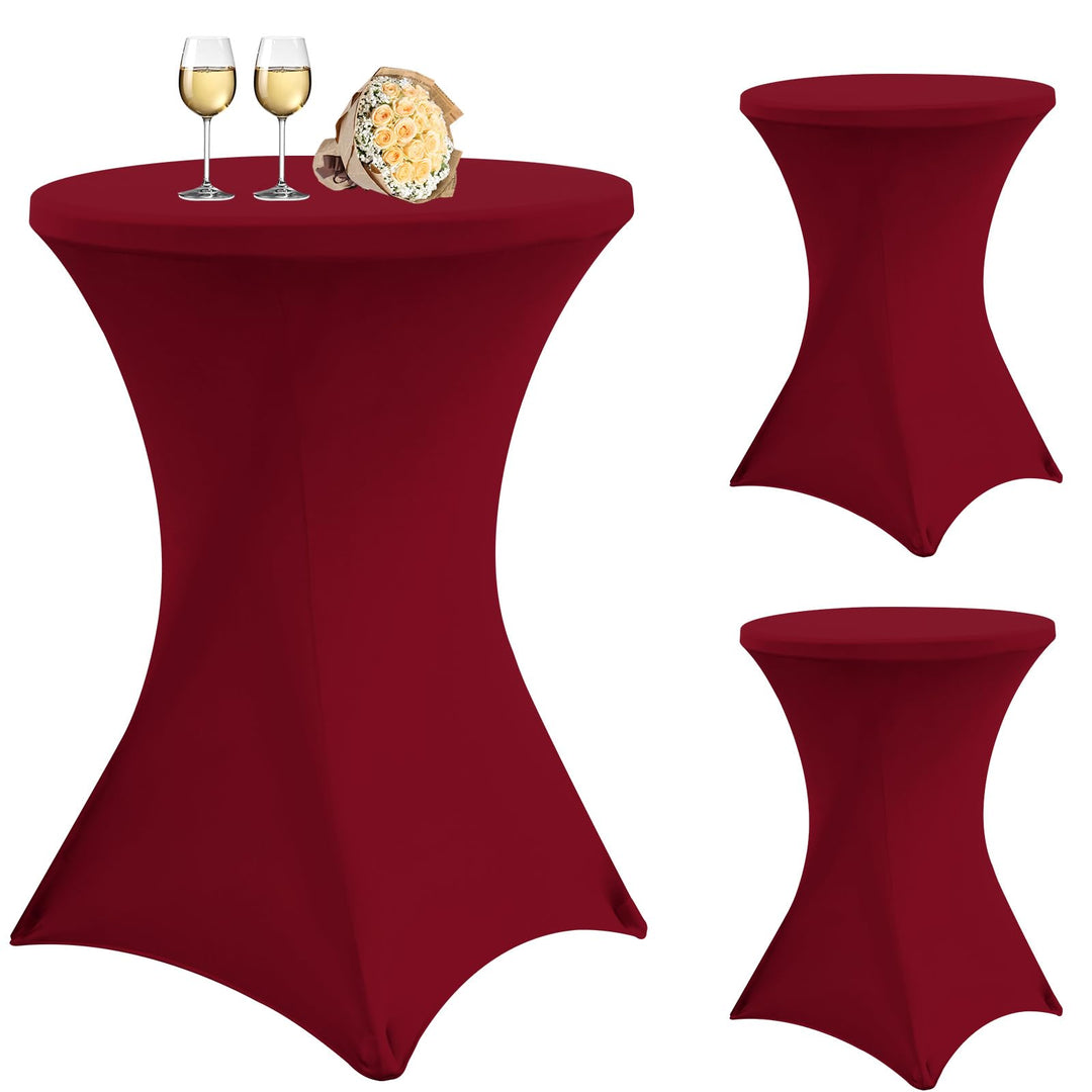 3 Stück Burgund Stehtisch Hussen Stehtische, Stehtischhusse für Ø 80-85 cm Stehtische und Bistrotisc