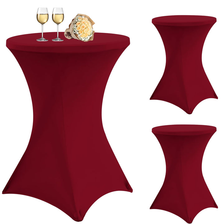 3 Stück Burgund Stehtisch Hussen Stehtische, Stehtischhusse für Ø 80-85 cm Stehtische und Bistrotisc