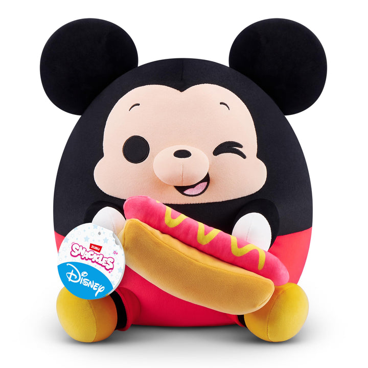 Snackles Disney 35 cm grosses Plüschspielzeug von ZURU, Plüschspielzeug mit Snack-Accessoire (Mickey