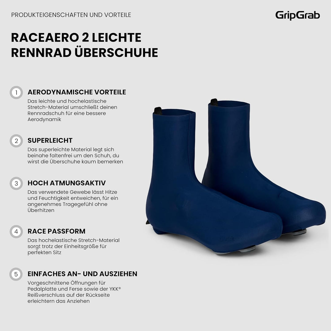 GripGrab RaceAero 2nd Edition Dünne Sommer Rennrad Überschuhe Leichte Aero Radsport Überzieher Zeitf