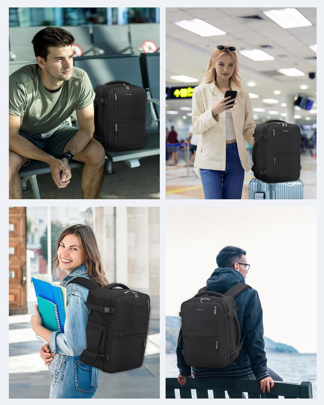 LOVEVOOK Ryanair Handgepäck Rucksack 40x20x25, Reiserucksack Flugzeug Damen Herren, Carry On Luggage