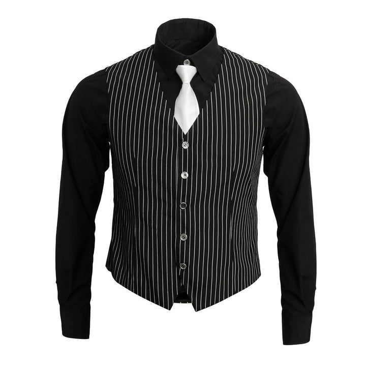 Nofonda 1920er Gangsterhemd für erwachsene Männer, Weste und Krawatte, 20er Kostüm-Outfit, Anzug, Vi