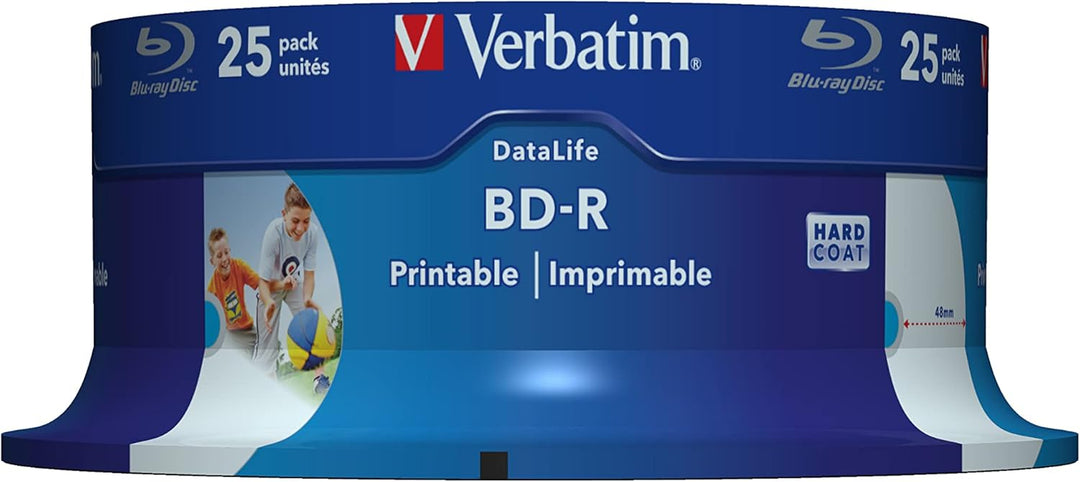 Verbatim BD-R SL Datalife, Blu-Ray-Disk 25 GB - 6-fache Brenngeschwindigkeit - Gross bedruckbar - Kr