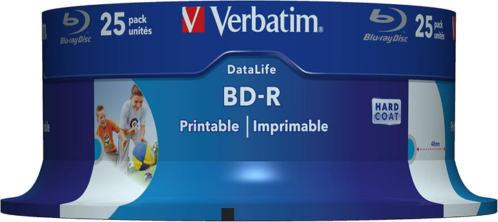 Verbatim BD-R SL Datalife, Blu-Ray-Disk 25 GB - 6-fache Brenngeschwindigkeit - Gross bedruckbar - Kr