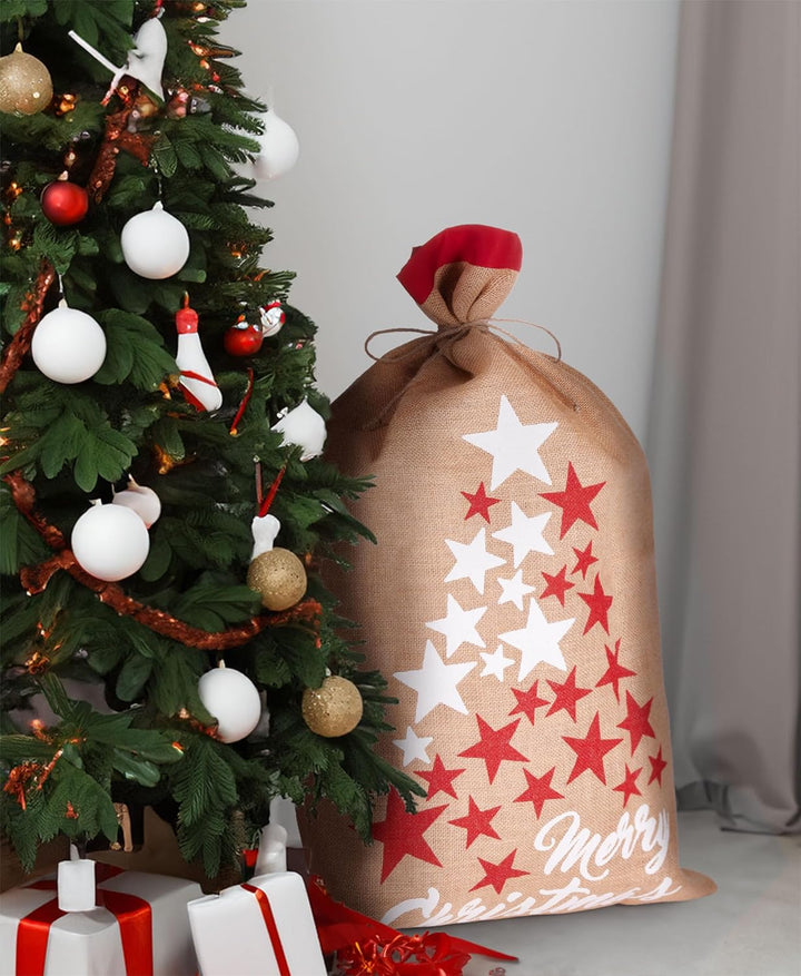 BRUBAKER 3er Set Weihnachtssack - 80 cm Geschenksack mit weihnachtlichen Motiven - Nikolausbeutel zu