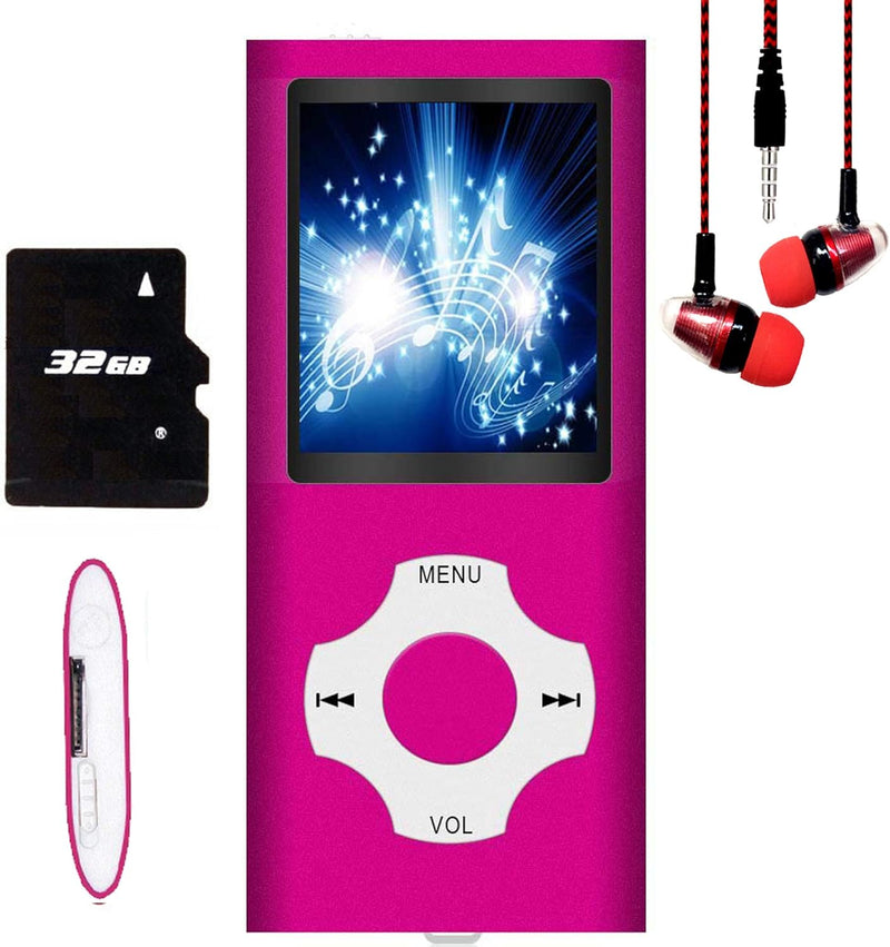 Hotechs MP3-Player/MP4-Player, MP3-Player mit 32 GB Speicherkarte (Rose), Rose