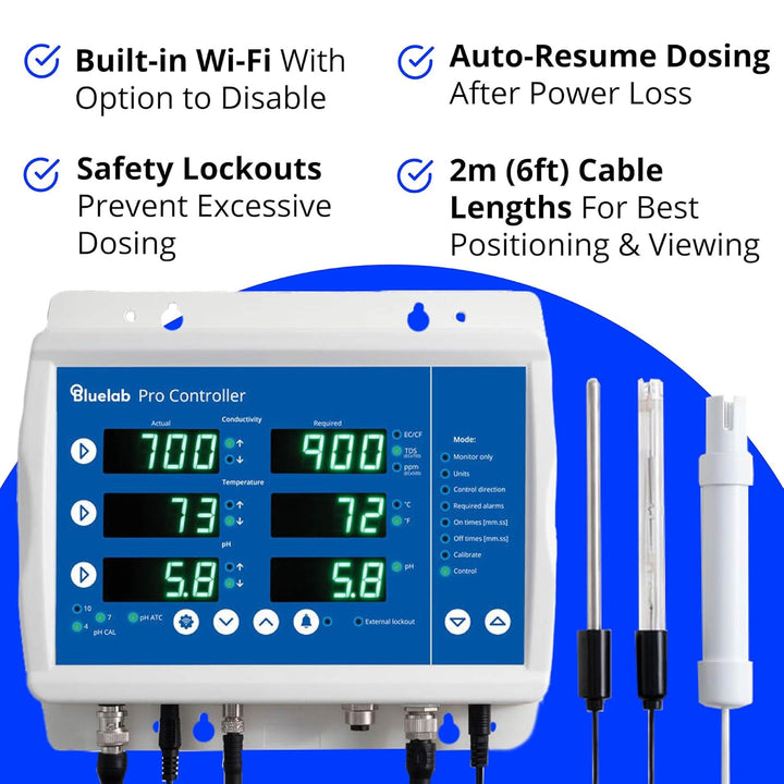 Bluelab Pro Controller Wi-Fi Fully Automated 24/7 Digital Monitor for Hydroponics Multi-Nutrient & p