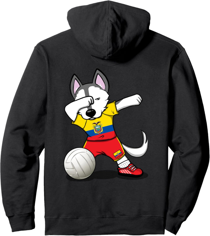 Dabbing Husky Ecuador Volleyball Fans Trikot Ecuadorian Flag Pullover Hoodie