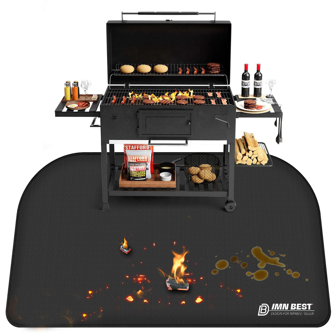 Feuerfeste Unterlage 150x100cm, Faltbare Grillmatte Bodenschutz Grillunterlage, Silikon-Glasfaser Hi