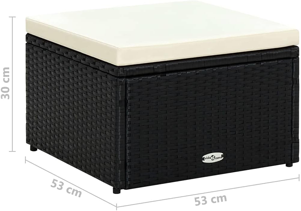 vidaXL Hocker mit Kissen Sitzhocker Balkon Gartenhocker Fusshocker Rattanhocker Gartenmöbel Sitzhock