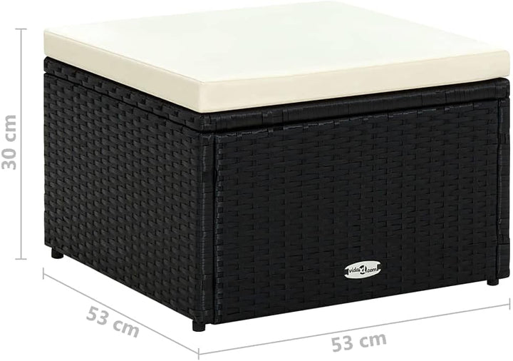 vidaXL Hocker mit Kissen Sitzhocker Balkon Gartenhocker Fusshocker Rattanhocker Gartenmöbel Sitzhock