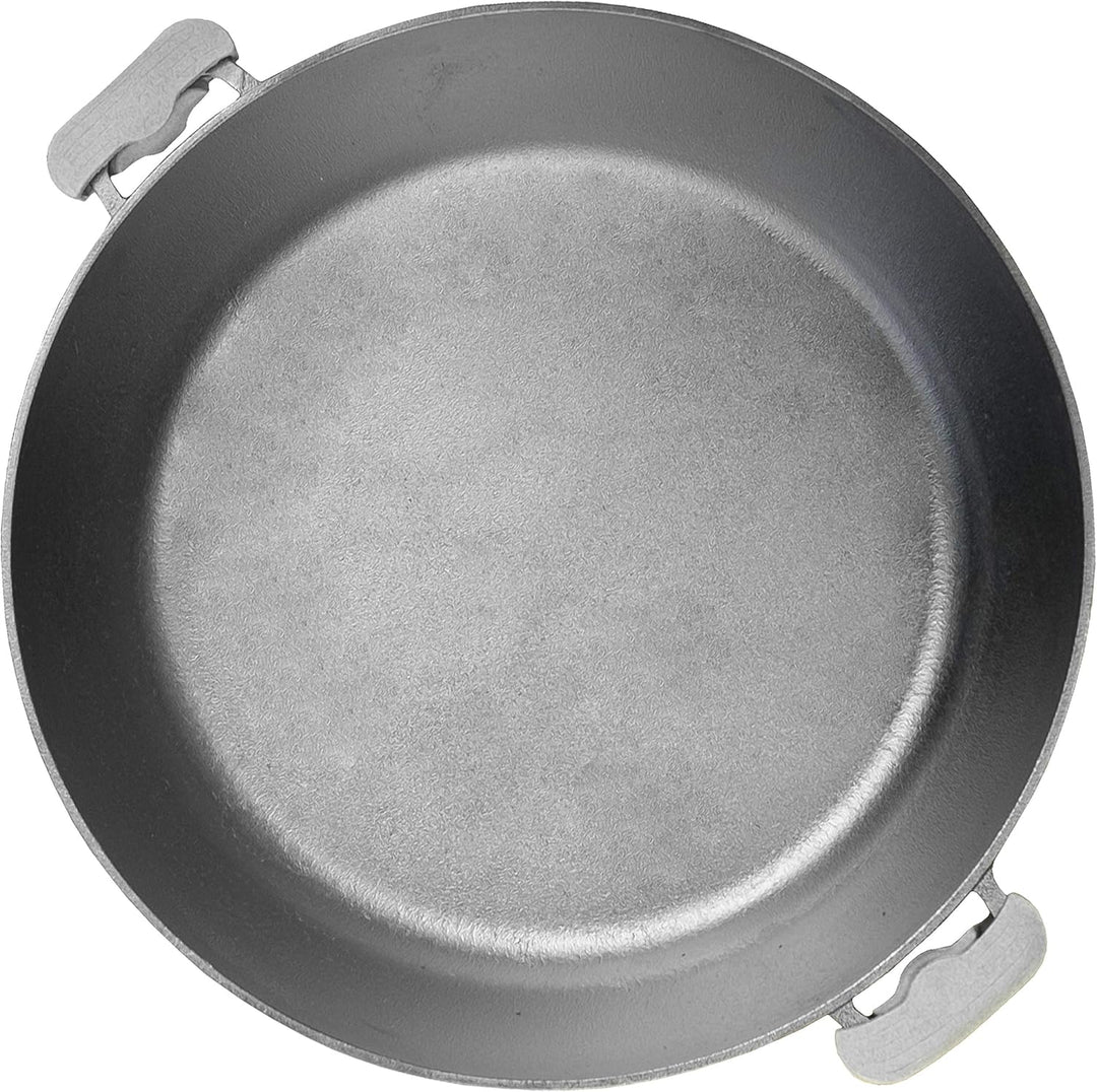 Servierpfanne Bräter aus Gusseisen 36 cm mit Deckel + Pfannenwender Induktion Bratpfanne Braten Brat
