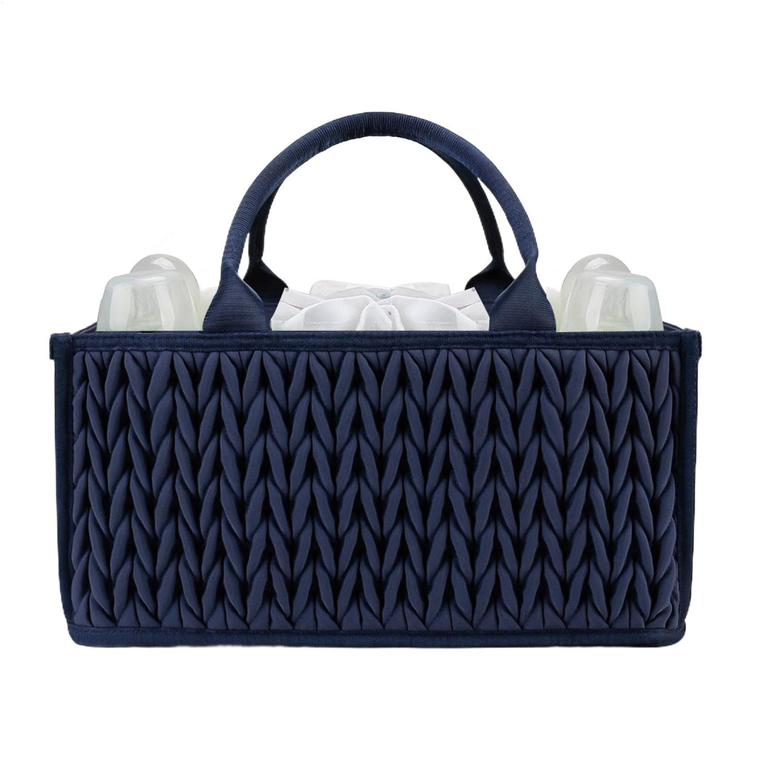 Tragbare Windel Caddy mit Griffen - Baby Organizer Korb für Windeln und Tücher Dunkelblau, Dunkelbla