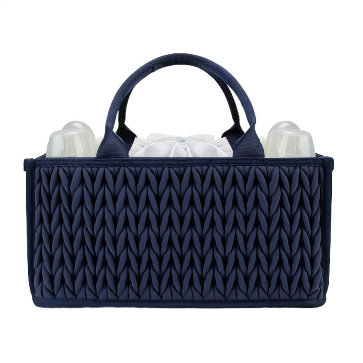 Tragbare Windel Caddy mit Griffen - Baby Organizer Korb für Windeln und Tücher Dunkelblau, Dunkelbla
