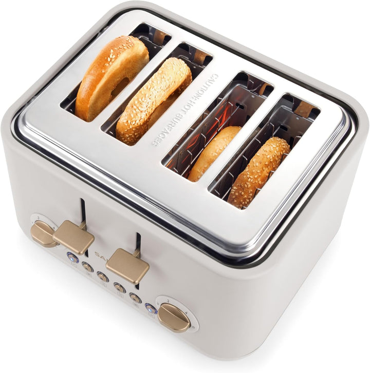 Salter Pebble 4-Scheiben-Toaster – Toaster mit breitem Schlitz, Hochhub-Auswurf, 6 Bräunungsstufen,
