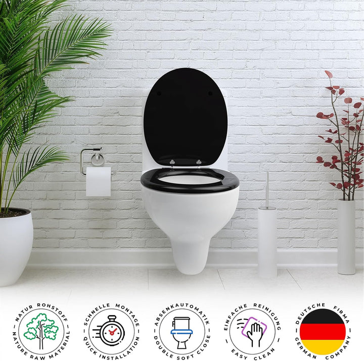 SANFINO® Premium WC Sitz mit Absenkautomatik – hochwertige Toilettendeckel aus Holz, viele bunte Mot