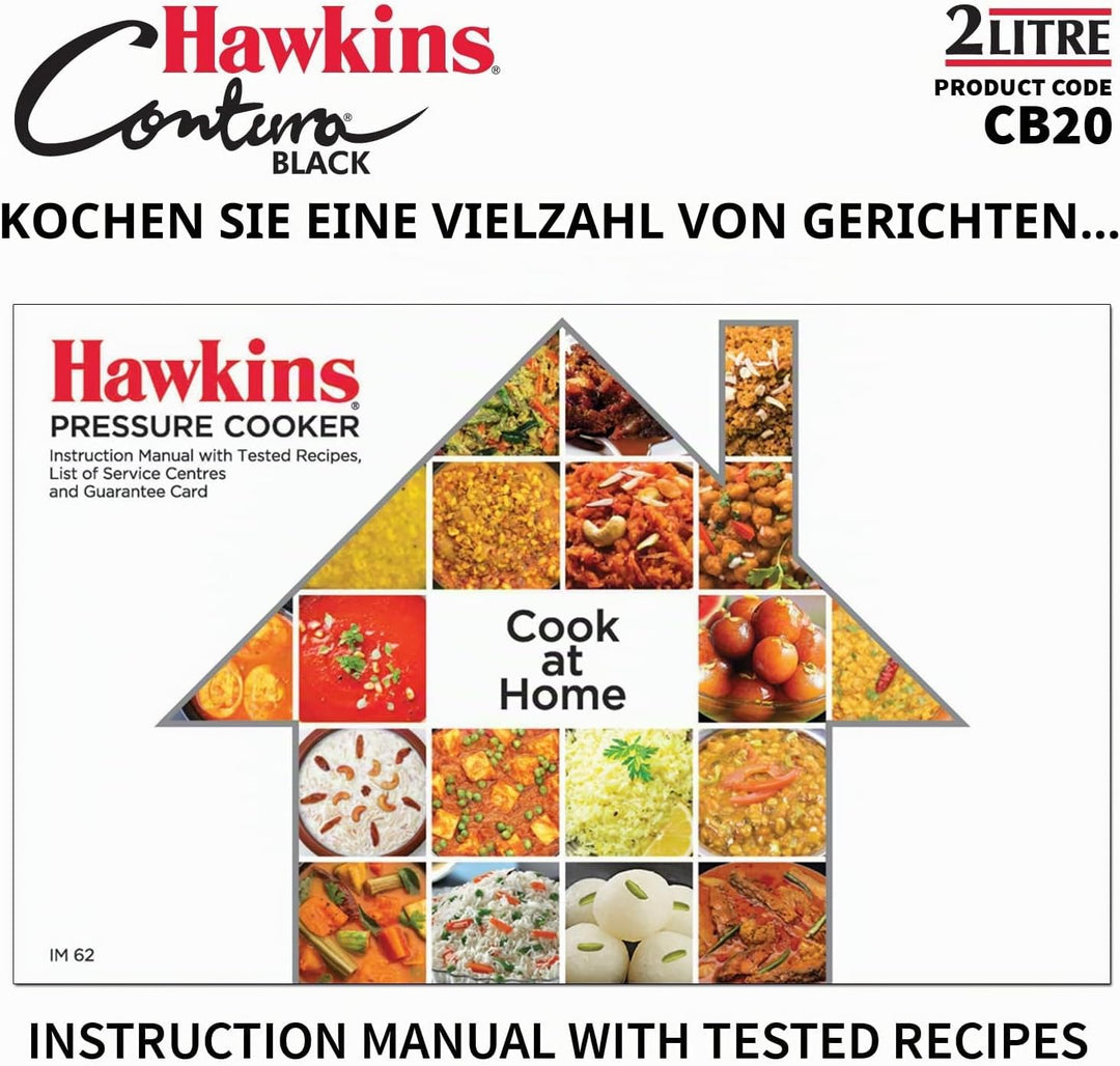 Hawkins CB20 Schnellkochtopf harteloxiert, 2 Liter, Contura Schwarz 2-Liter, 2-Liter