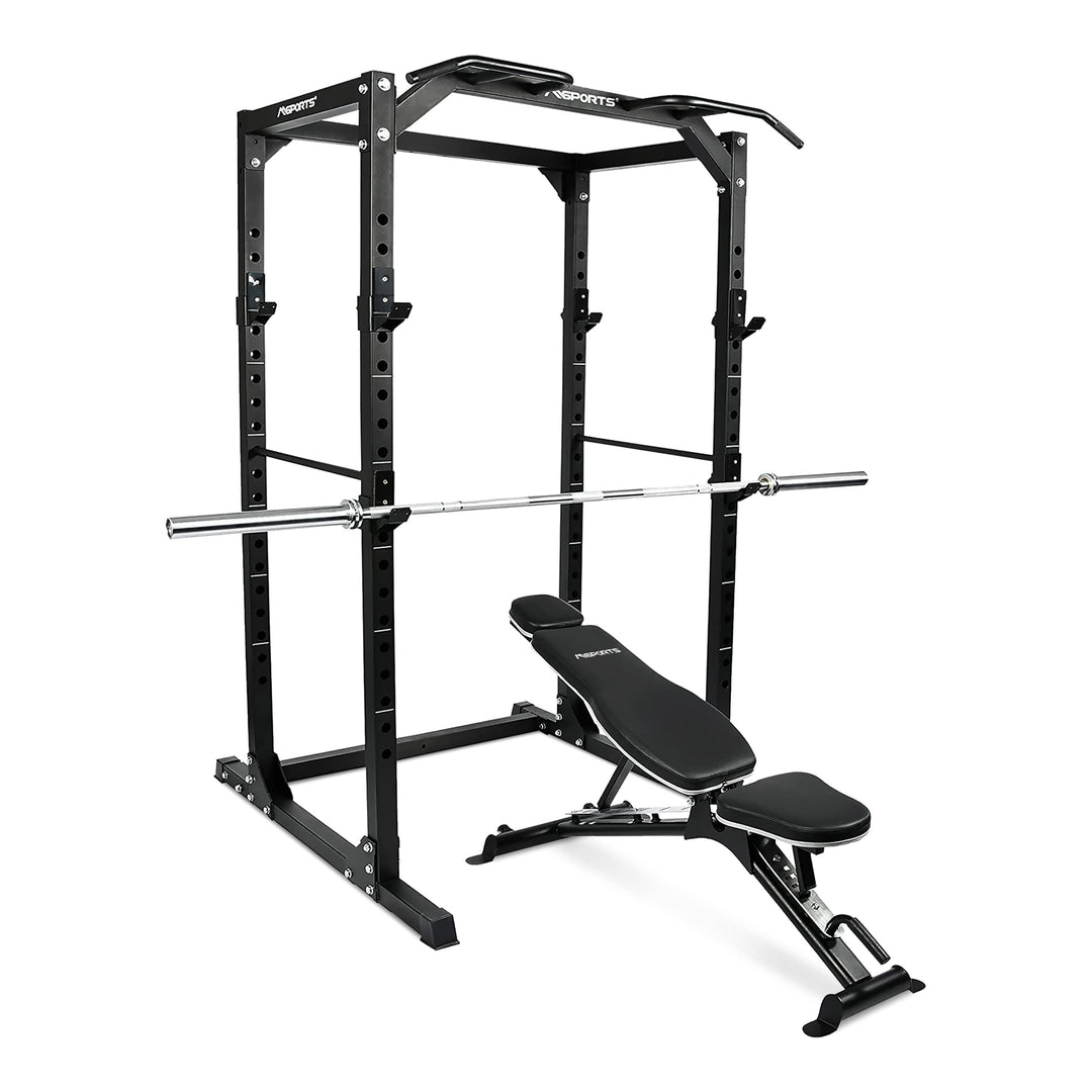MSPORTS Power Rack Premium Cage H/B/T - 215x120x140 cm Kraftstation bis 200 kg Hantel Käfig Squat Fi