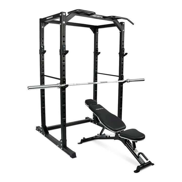 MSPORTS Power Rack Premium Cage H/B/T - 215x120x140 cm Kraftstation bis 200 kg Hantel Käfig Squat Fi