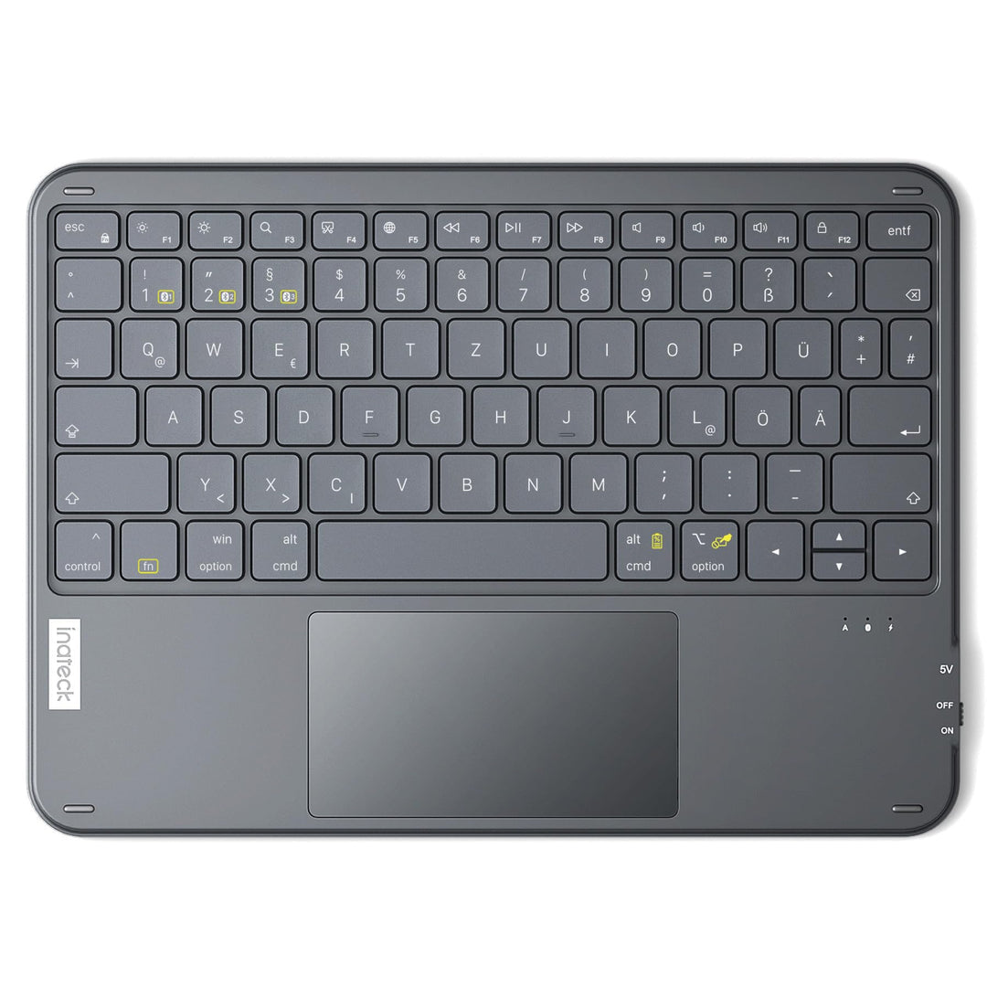 Inateck Tablet Tastatur mit Touchpad, Ultraleichte Tastatur Kabellose QWERTZ Deutsch mit Trackpad, k