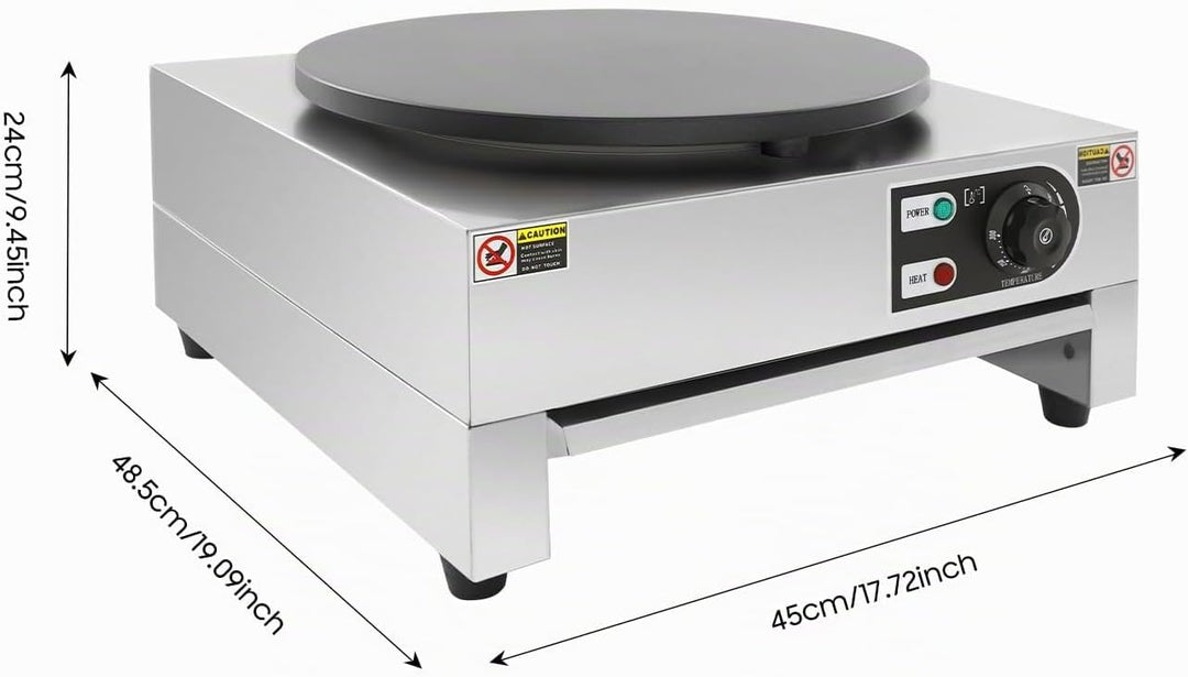Berkalash Electric Crepe Maker Maschine, Crepes Maker inkl. Teigverteiler, 3000 W einstellbare Tempe