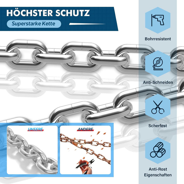 IMAYCC Neue E Scooter Schloss 8MM, Handschellenschloss mit Schlüssel, Schloss für E Scooter mit Gumm
