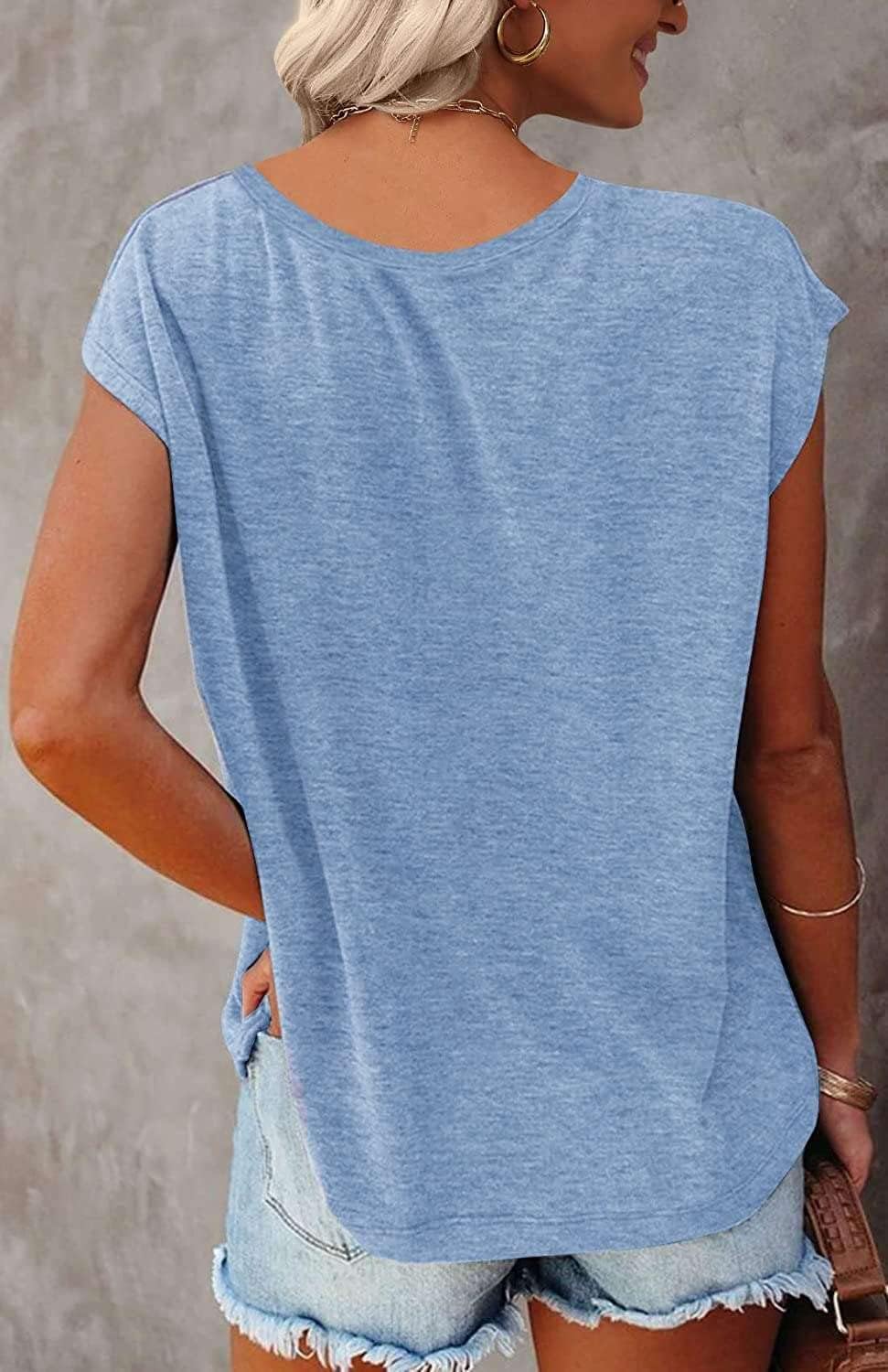 Teesho Tshirt Damen Oberteile Elegant Langarm/Kurzarm Crop Tops Casual Longshirt Cap hülse Tunika So