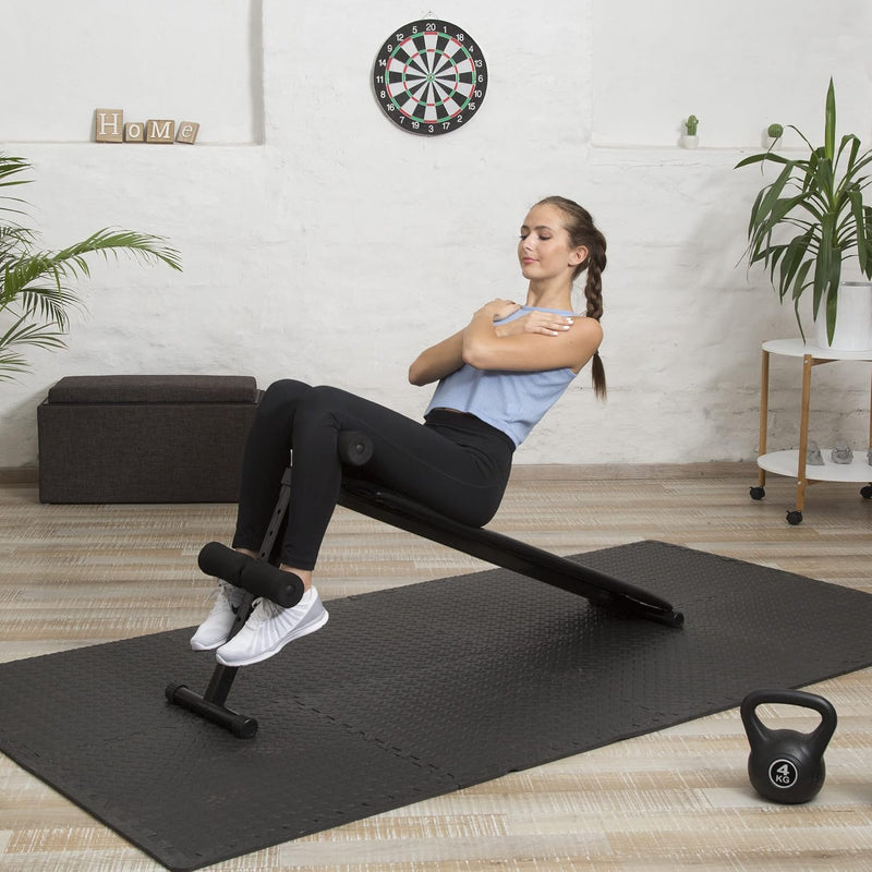 Relaxdays Sit Up Bank klappbar, 5-Fach verstellbar, Bauchtrainer Bank, gepolsterte Beinfixierung, Tr