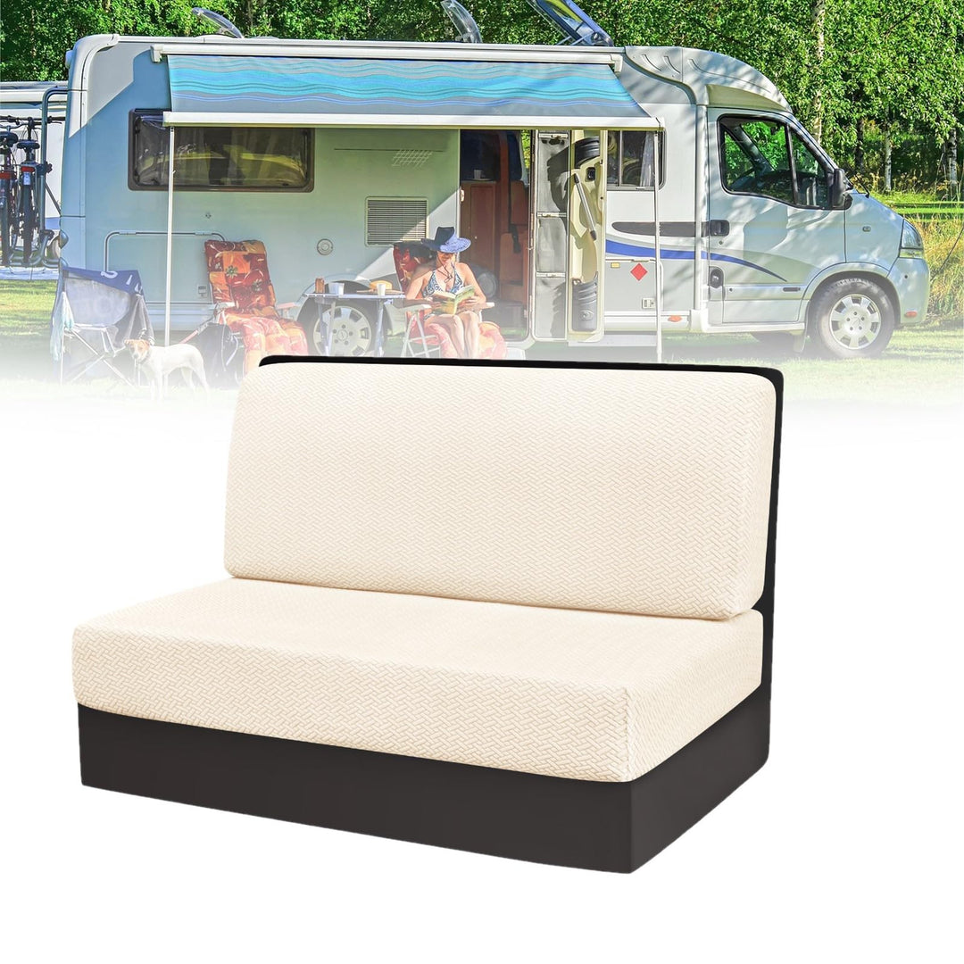 Wohnmobil Sitzbezüge, 2 Stück (1 Set) Stretch Wohnwagen Sofa-Sitzkissenbezug Jacquard RV-Sofabezug C