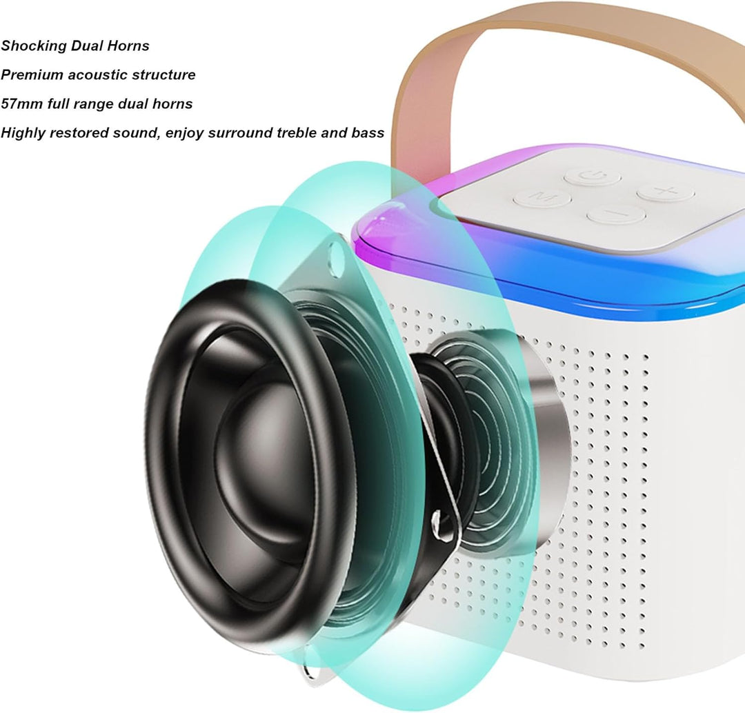 Tragbarer Bluetooth Lautsprecher mit 2 Kabellosen Mikrofonen, RGB Karaoke Maschinen Set, Unterstützt
