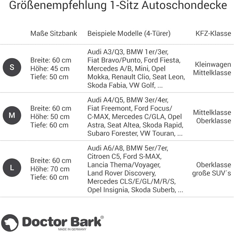 Doctor Bark Hunde 1-Sitz-Autoschondecke für die Rücksitzbank, All-Side Schutz mit Reissverschluss fü