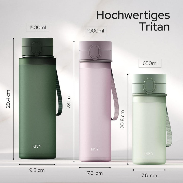 KIVY Trinkflasche 650ml [BPA FREI] Auslaufsicher &amp; Spülmaschinenfest - Wasserflasche für Kinder &amp; Er